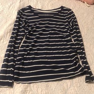 Navy Blue and White Long Sleeve Shirt